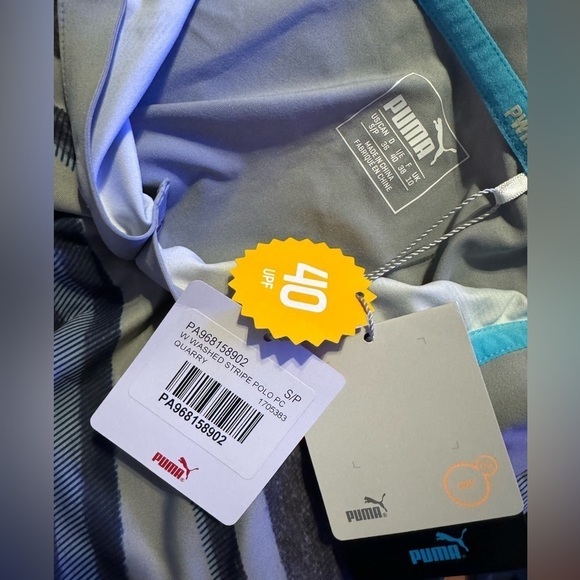 Puma 96815 - Ladies' Puma Washed Stripe Polo Quarry Grey Women’s S-upf40 - Picture 3 of 4